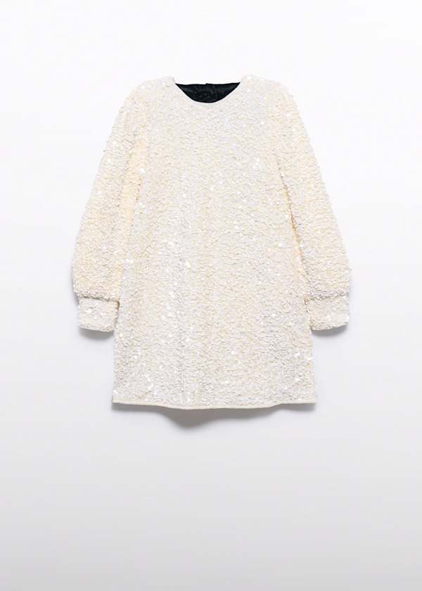 sequin dress with black velvet bow in back