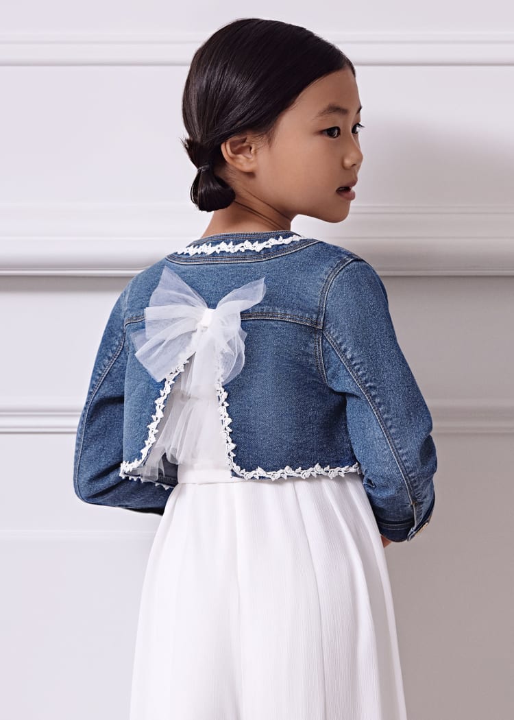 Abel & Lula Abel & Lula Denim Jacket with Tulle Bow Detail - Little Miss Muffin Children & Home