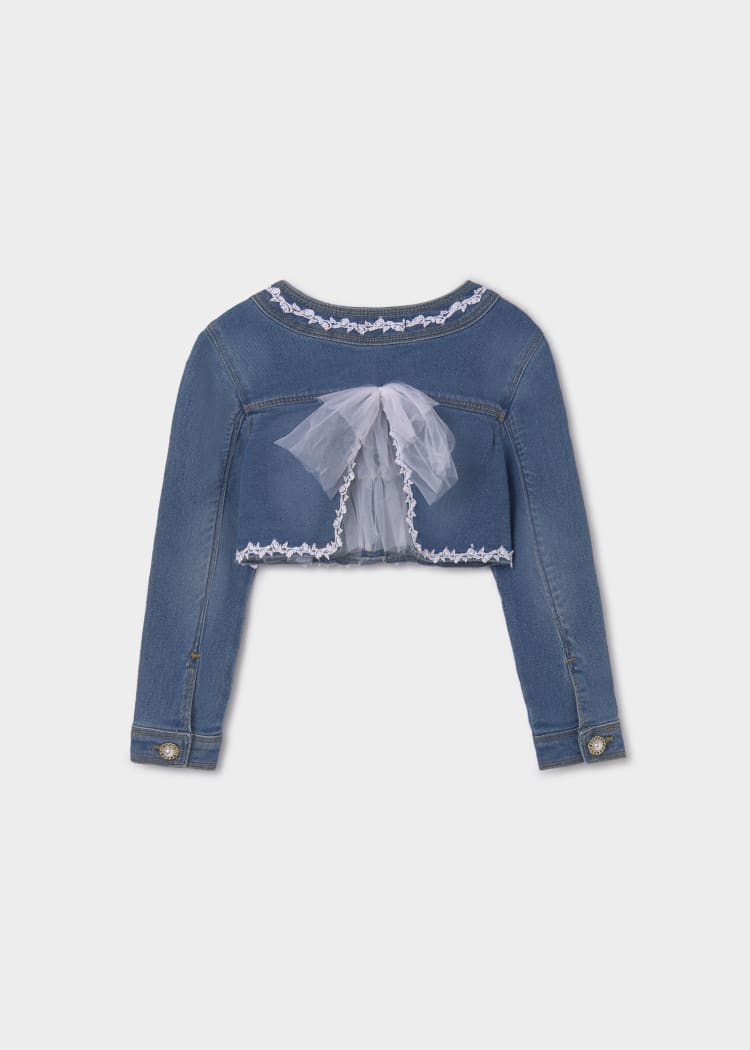 Abel & Lula Abel & Lula Denim Jacket with Tulle Bow Detail - Little Miss Muffin Children & Home