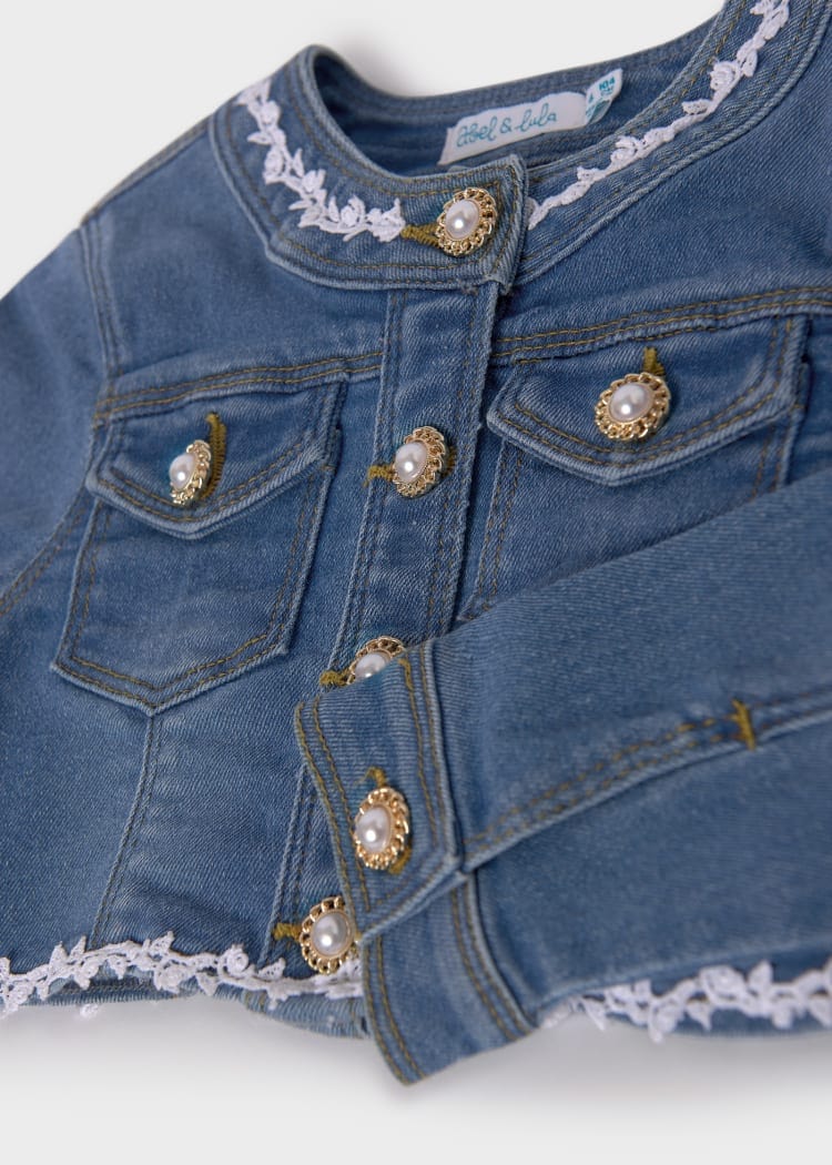 Abel & Lula Abel & Lula Denim Jacket with Tulle Bow Detail - Little Miss Muffin Children & Home