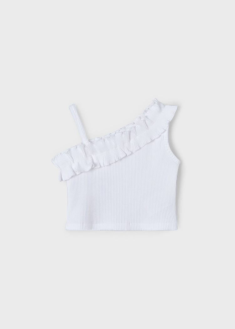 Mayoral Usa Inc Mayoral Ruffle Shoulder Top in White - Little Miss Muffin Children & Home