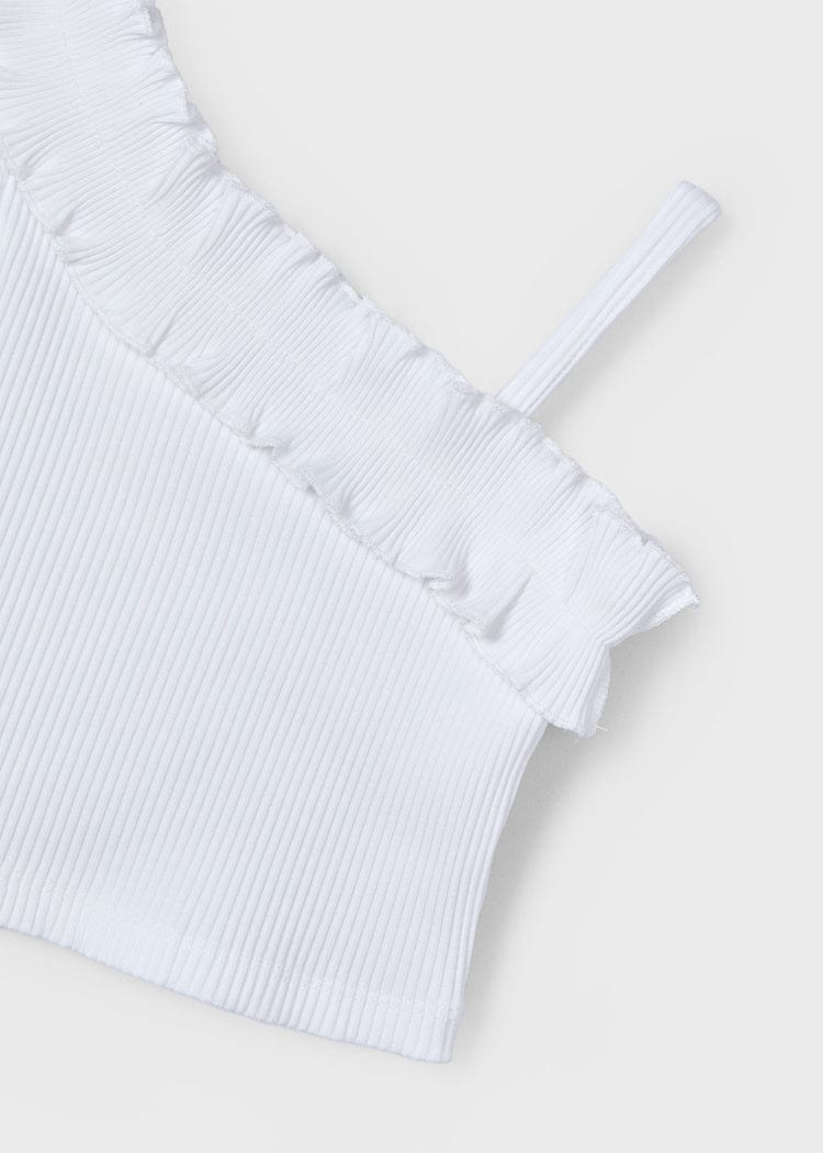 Mayoral Usa Inc Mayoral Ruffle Shoulder Top in White - Little Miss Muffin Children & Home