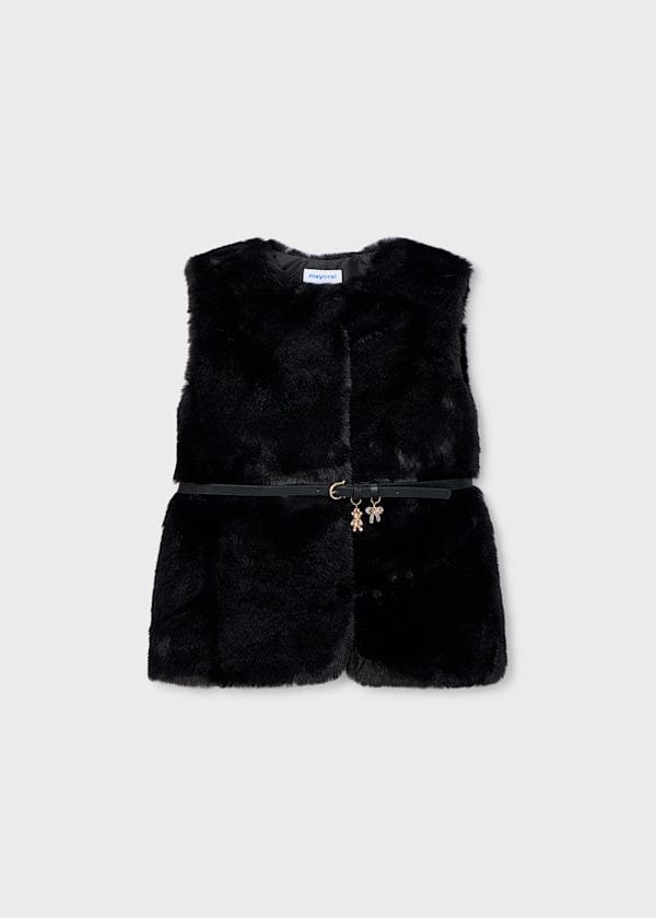 black faux fur vest