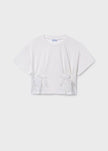 Bow Applique Short Sleeve Crop T-Shirt