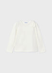 Mayoral Usa Inc Mayoral Girl Bow Long Sleeve T-Shirt in Off White - Little Miss Muffin Children & Home