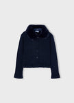 Mayoral Usa Inc Faux Fur Collar Cardigan in Navy - Little Miss Muffin Children & Home