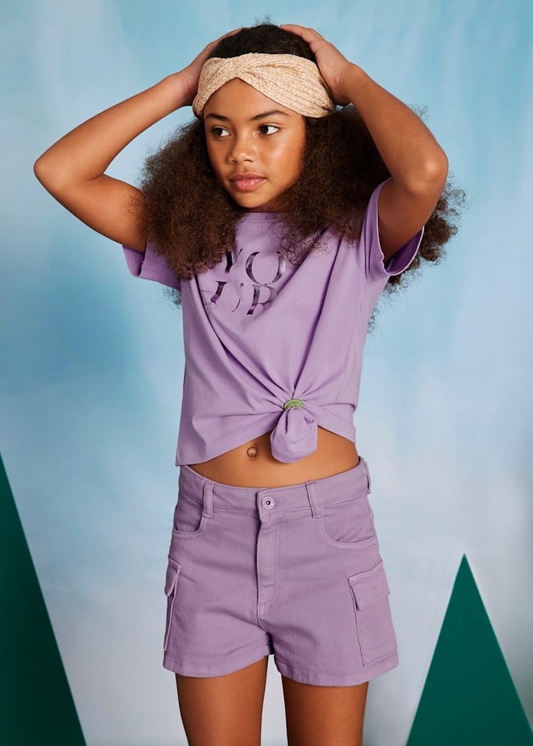 Mayoral Usa Inc Mayoral Twill Cargo Shorts in Lilac - Little Miss Muffin Children & Home