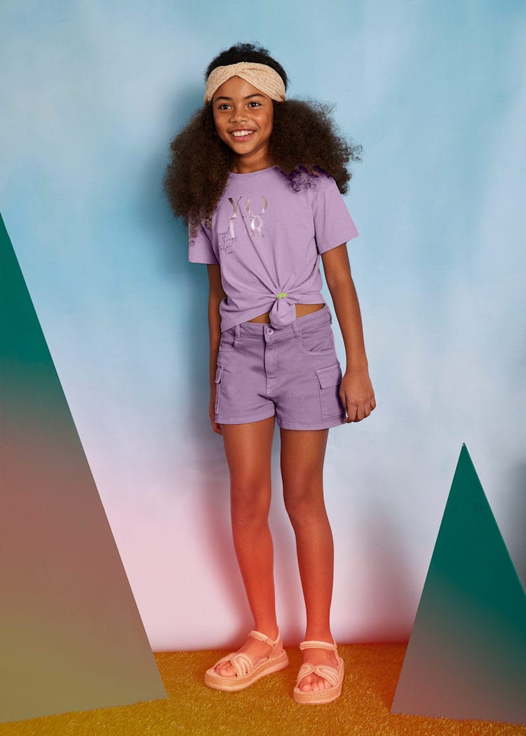 Mayoral Usa Inc Mayoral Twill Cargo Shorts in Lilac - Little Miss Muffin Children & Home
