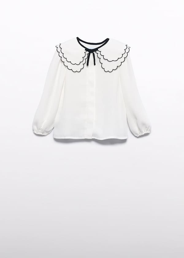 girls chiffon contrast black trim blouse