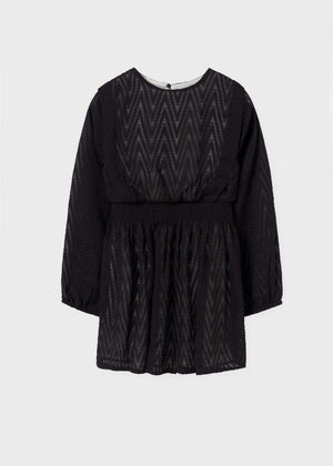 Mayoral Chevron Pattern Chiffon Dress in Black