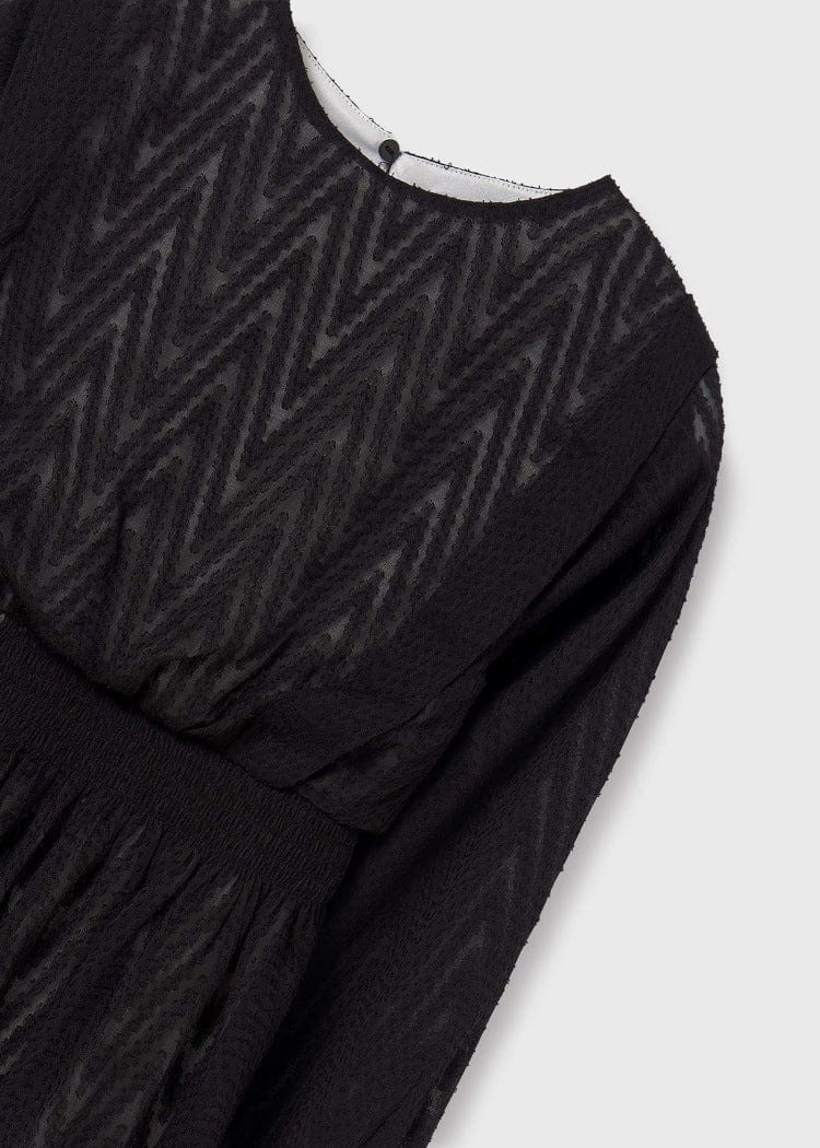 Mayoral Usa Inc Mayoral Chevron Pattern Chiffon Dress in Black - Little Miss Muffin Children & Home