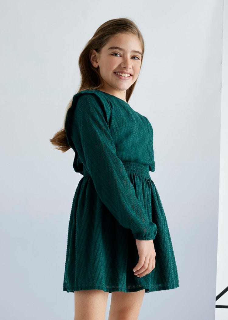 Mayoral Chevron Pattern Chiffon Dress in Pine Mayoral Chevron Pattern Chiffon Dress in Pine