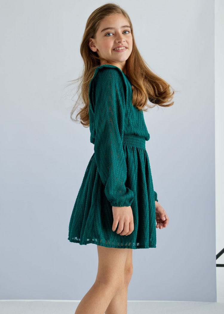 Mayoral Usa Inc Mayoral Chevron Pattern Chiffon Dress in Pine - Little Miss Muffin Children & Home
