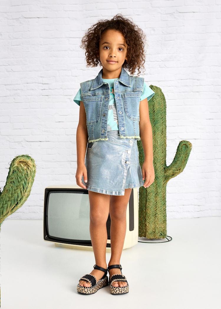スカート denim enfant wrapped skirt / papier Mayoral Pleated Denim Wrap Skirt | Little Miss Muffin Children & Home