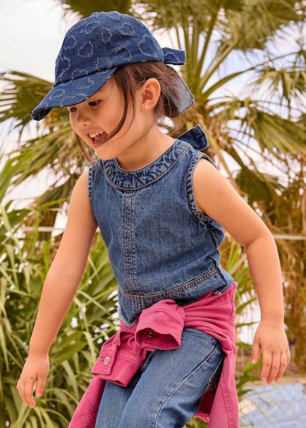 Mayoral Usa Inc Sleeveless Denim Top in Dark Denim - Little Miss Muffin Children & Home