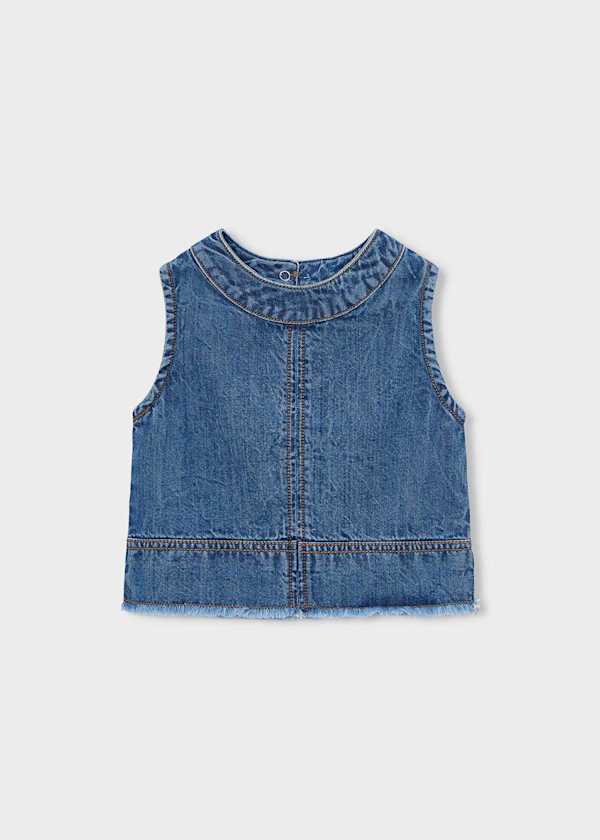 Mayoral Usa Inc Sleeveless Denim Top in Dark Denim - Little Miss Muffin Children & Home