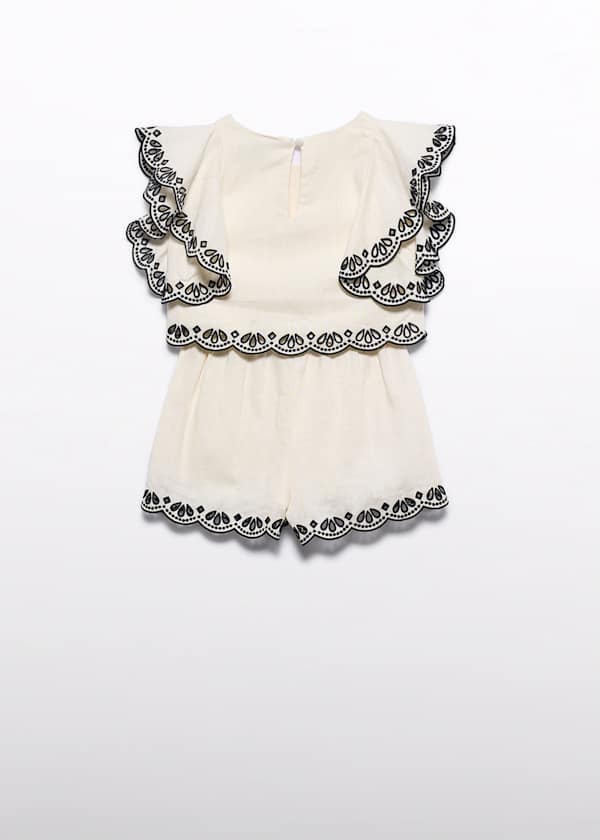 Flutter Sleeve Embroidered Scallop Trim Short Set