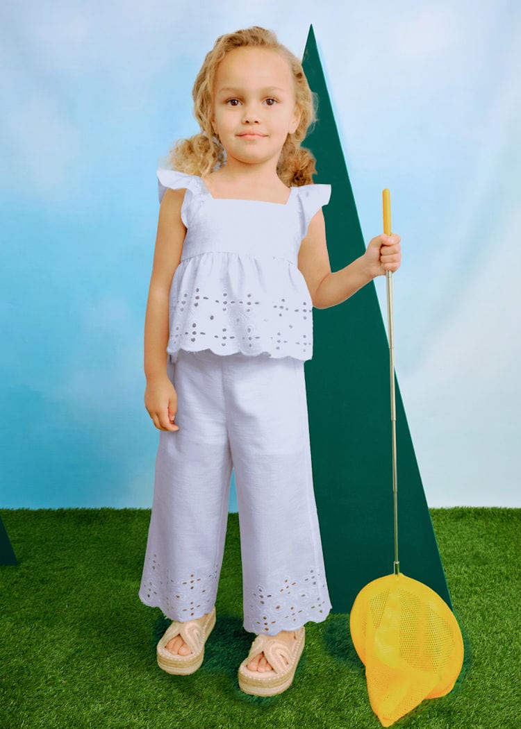 Mayoral Usa Inc Mayoral Eyelet Trimmed Pants Set - Little Miss Muffin Children & Home