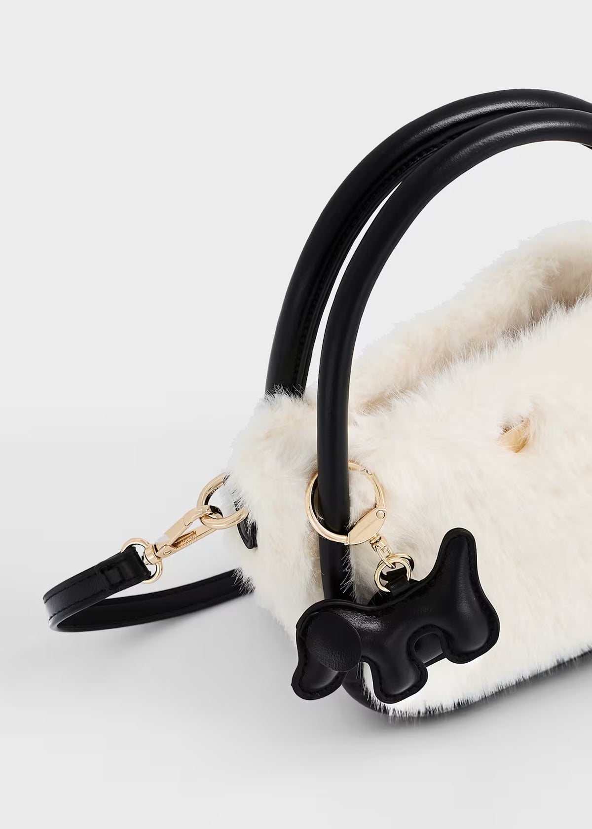 Faux Fur Handbag with Charm, 2 Colors Available