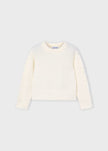 girls fuzzy round neck knit sweater