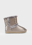 Faux Fur Lined Metallic Boots in Taupe