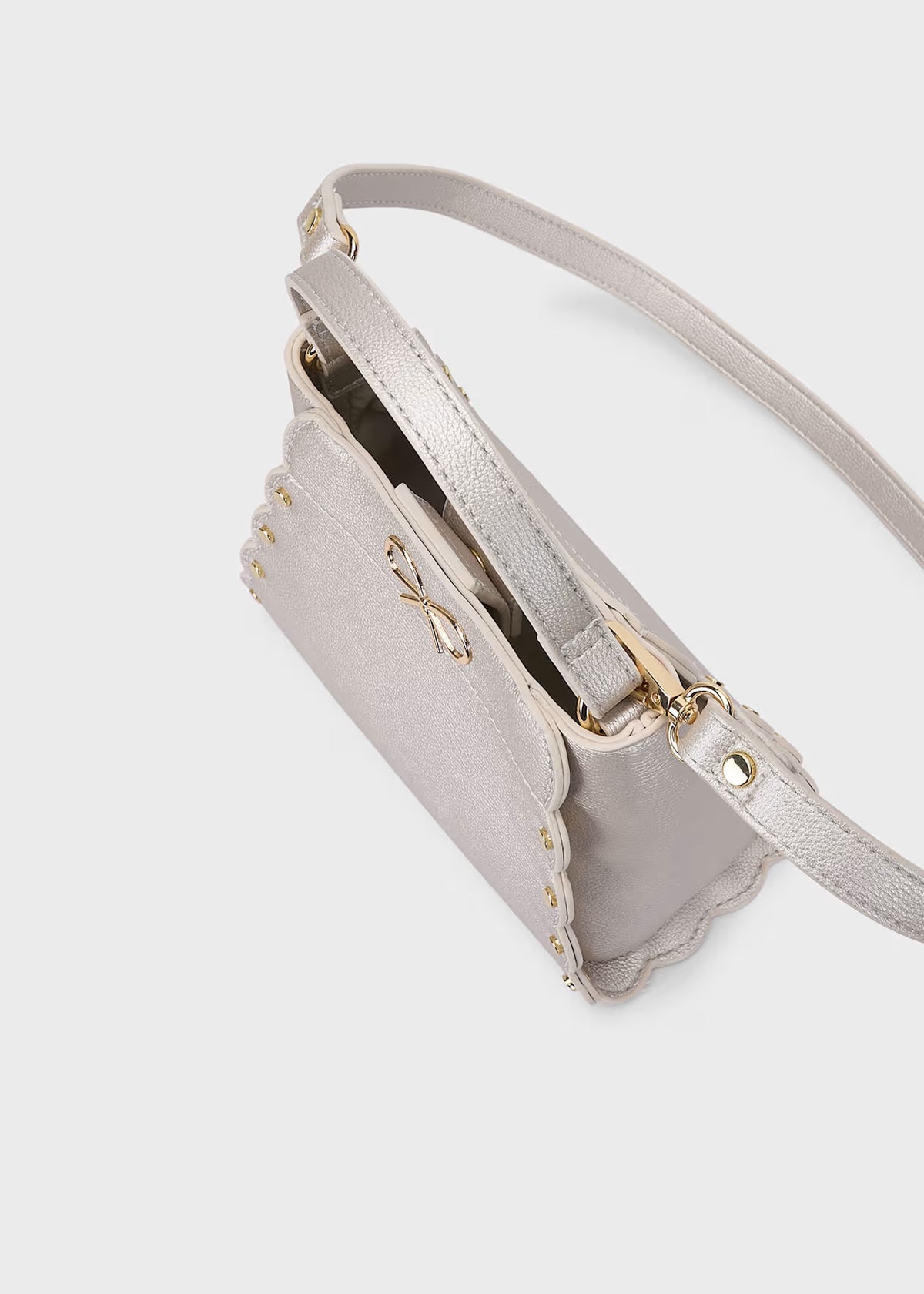 Faux Leather Studded Bow Handbag