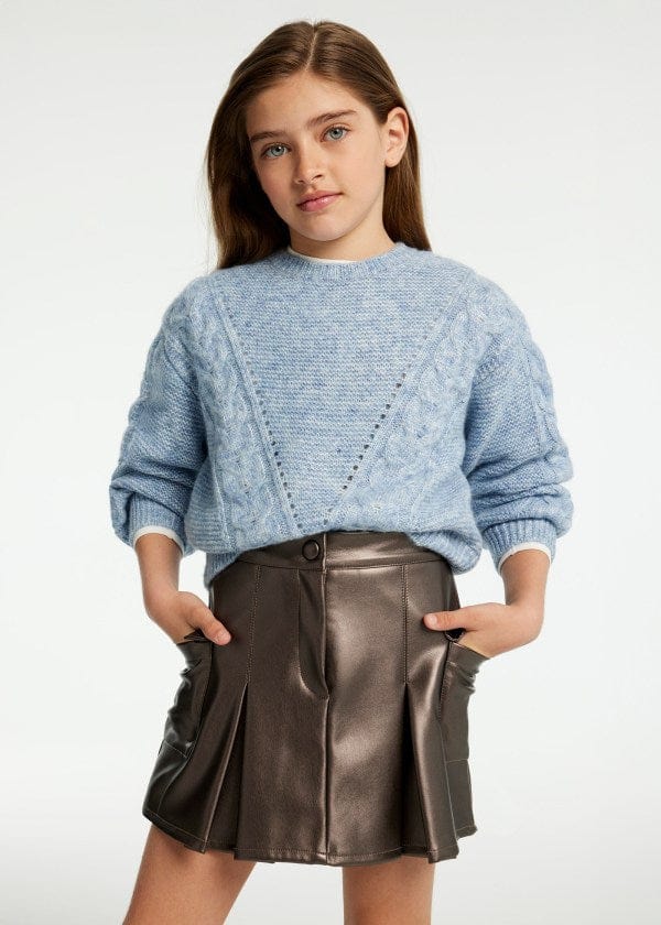 Mayoral Usa Inc Mayoral Vegan Leather Pleated Skirt with Cargo Pockets - Little Miss Muffin Children & Home