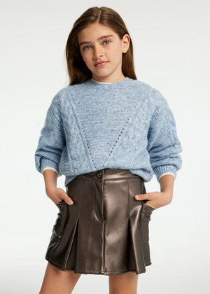 Mayoral Vegan Leather Pleated Skirt with Cargo Pockets