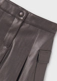 Mayoral Vegan Leather Pleated Skirt with Cargo Pockets