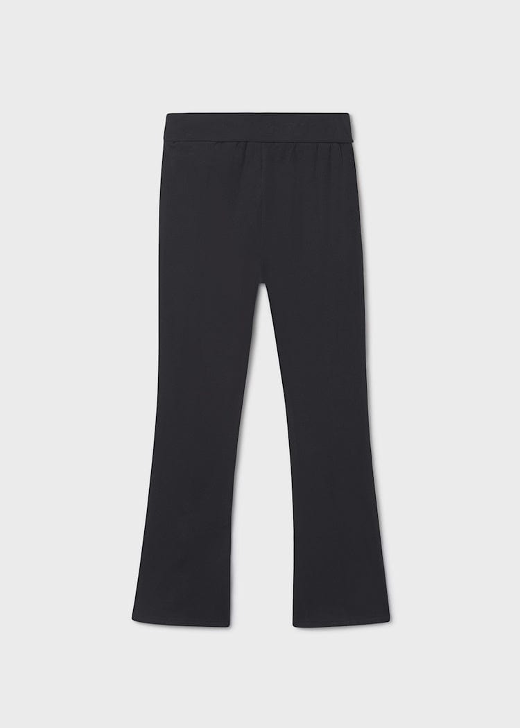 black flare leggings with front slit