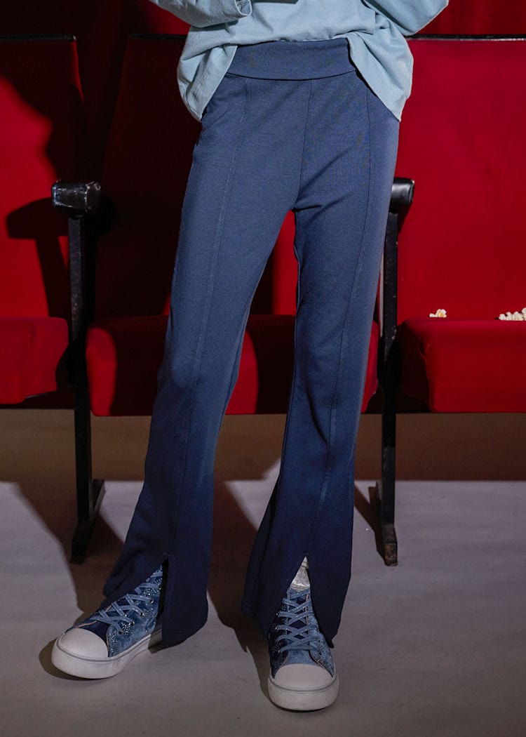 Mayoral Usa Inc Flared Leggings with Front Slits in Petroleum - Little Miss Muffin Children & Home