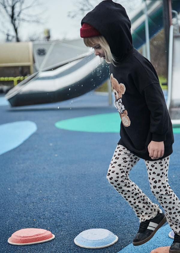 Mayoral Usa Inc Ribbed Knit Flared Leggings in Sand Leopard - Little Miss Muffin Children & Home