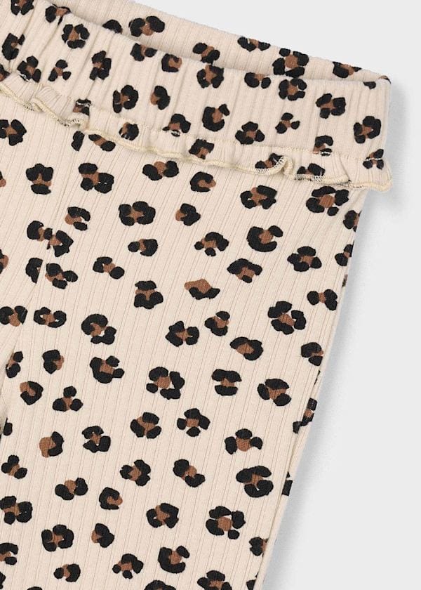 Mayoral Usa Inc Ribbed Knit Flared Leggings in Sand Leopard - Little Miss Muffin Children & Home