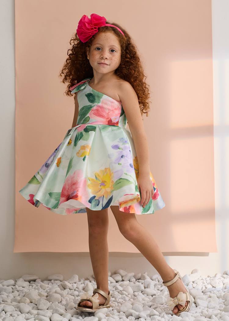 Floral Mikado One Shoulder Dress