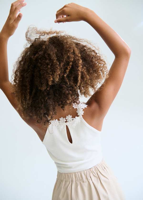 Mayoral Usa Inc Flower Lace Trim Tank Top in White - Little Miss Muffin Children & Home