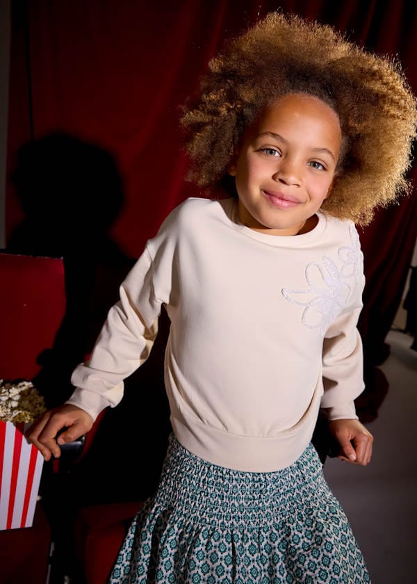 Mayoral Usa Inc Sweatshirt with Sequin Embroidered Flower - Little Miss Muffin Children & Home