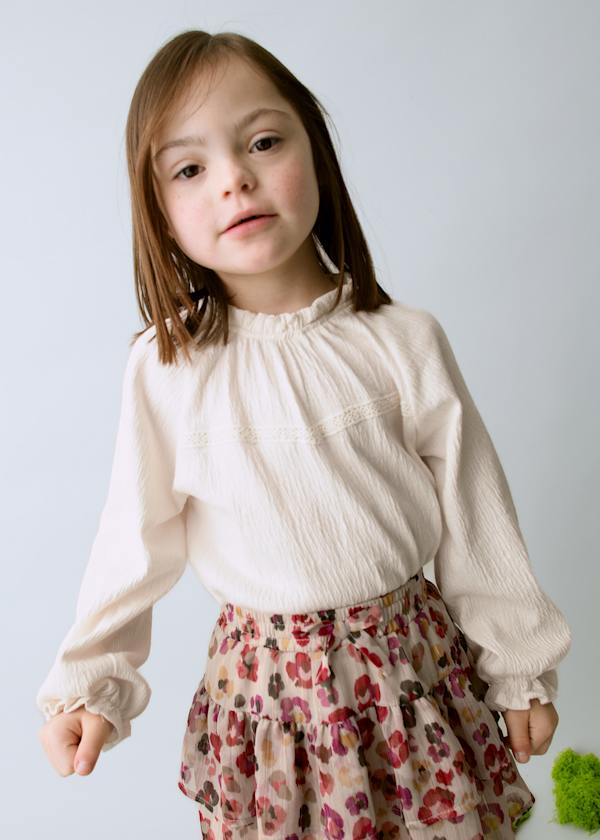 Mayoral Usa Inc Flowy Bambula Long Sleeve Shirt with Ruffle Trim - Little Miss Muffin Children & Home