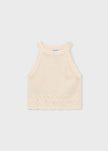 Knit Halter Tank Top in Chickpea