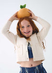 Knit Jacket with Scalloped Collar in Chickpea