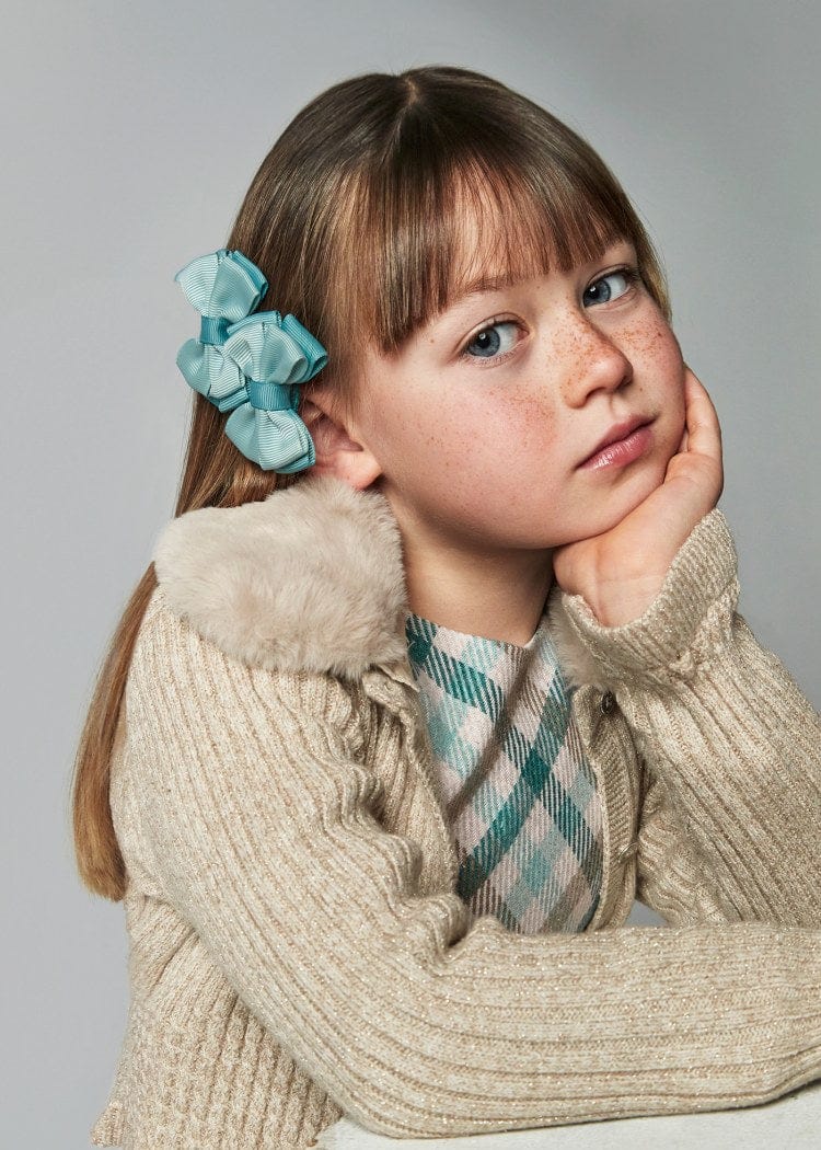 Mayoral Usa Inc Mayoral Knit Cardigan with Faux Fur Collar in Beige Marzipan - Little Miss Muffin Children & Home
