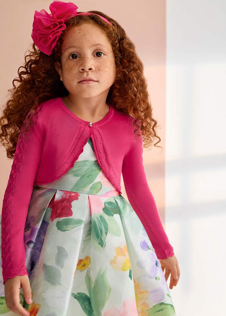 Knit Bolero Cardigan in Fuchsia