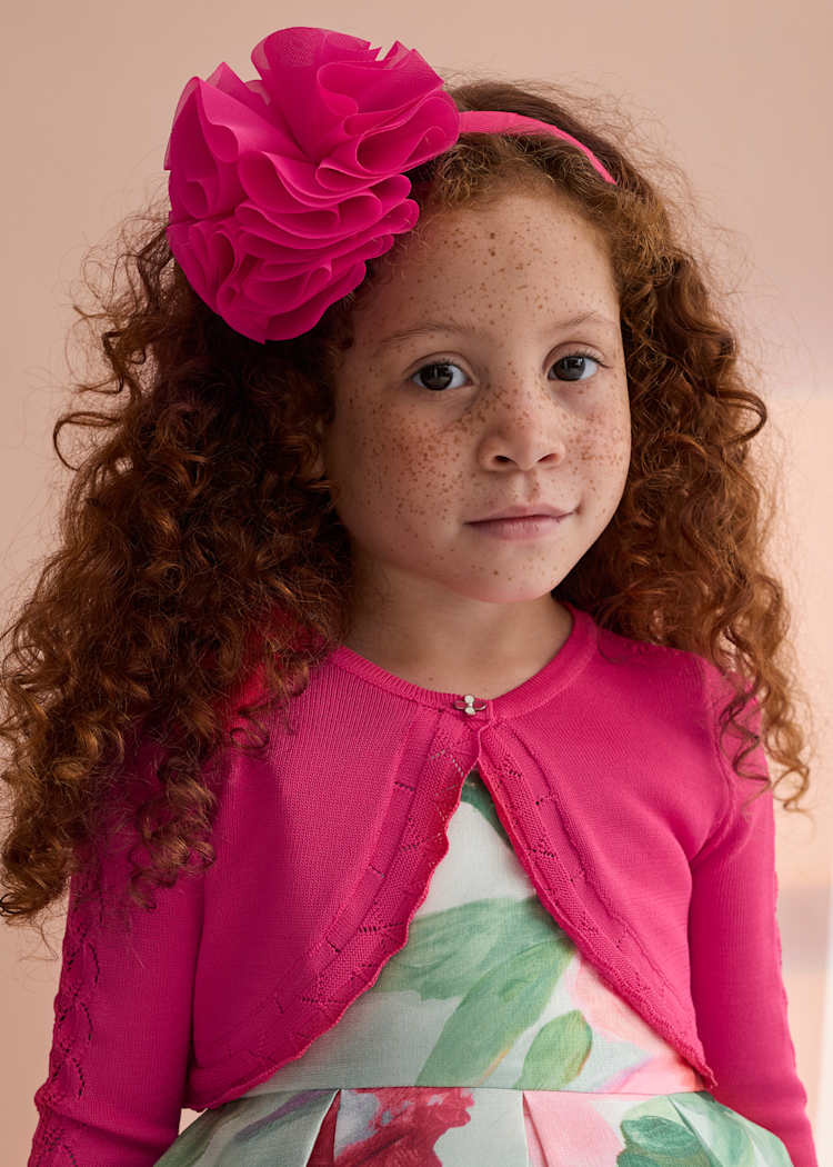 Knit Bolero Cardigan in Fuchsia