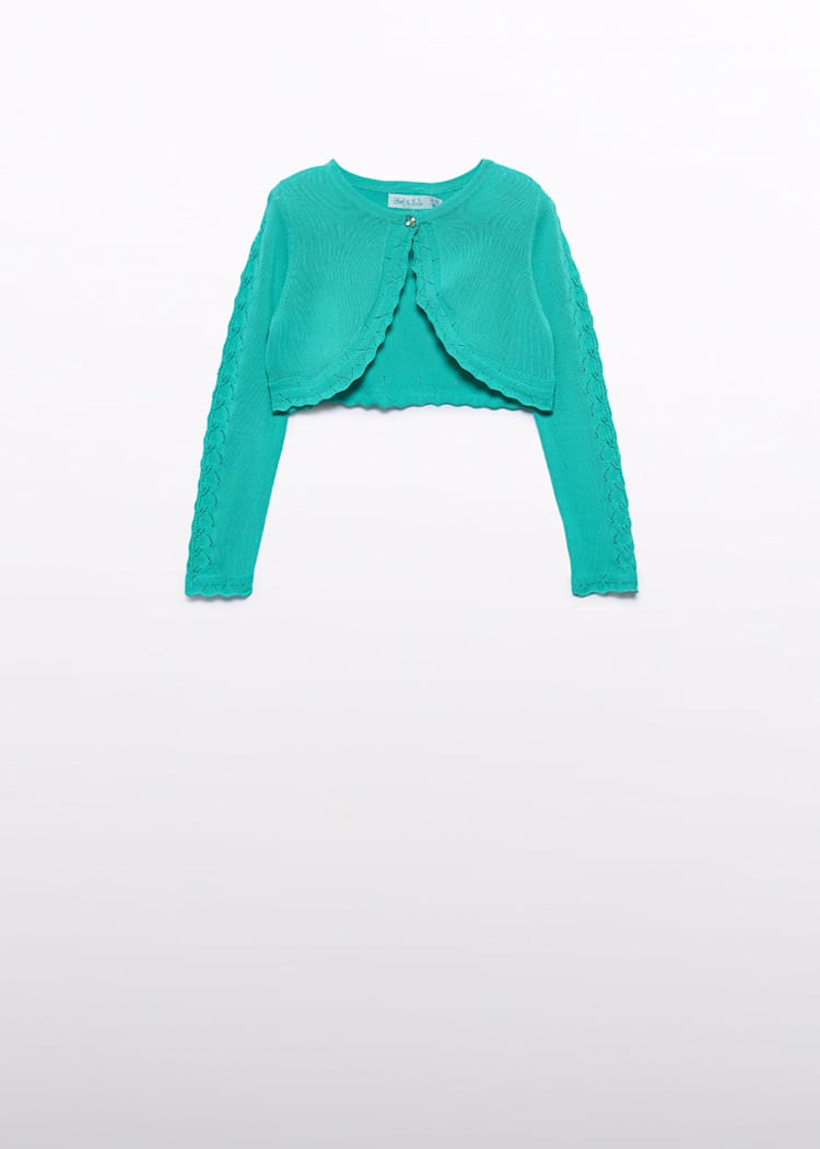 Knit Bolero Cardigan in Jade