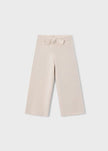 girls knit tan pants with bow detail