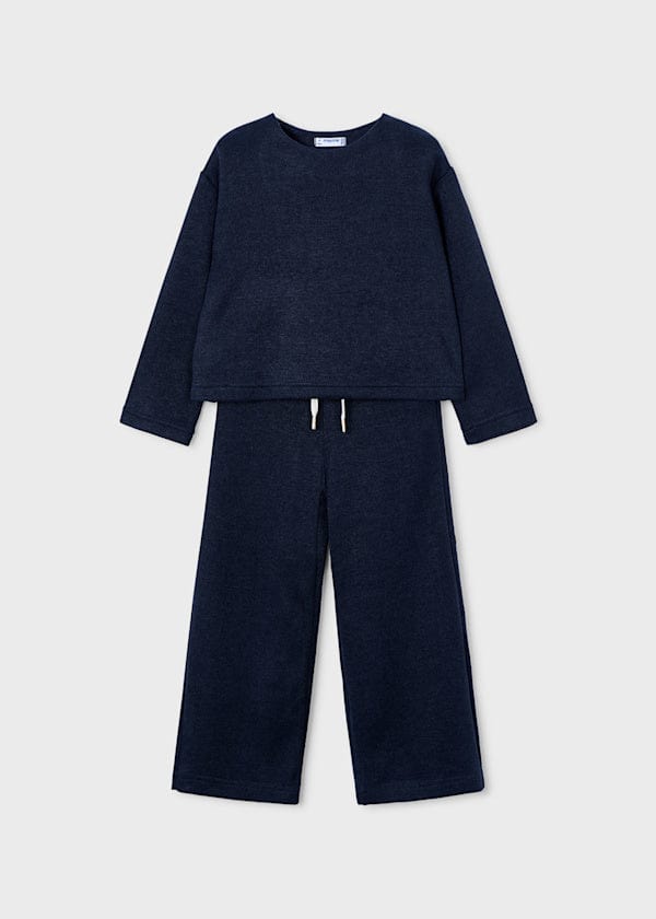 girls navy sweater set with bow