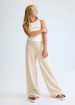 Wide Leg Knit Pants with Contrast Trim
