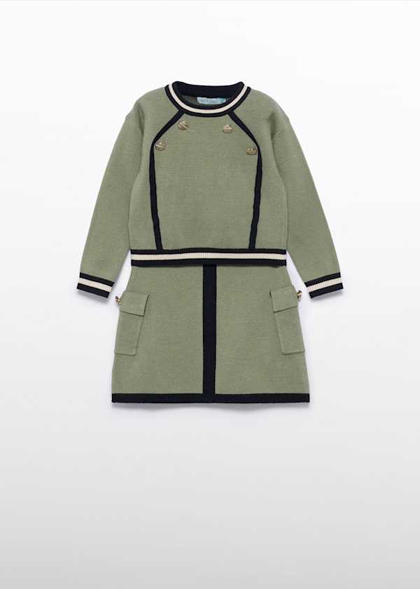 green girls two piece knit set