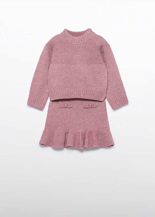 girls pink sweater set