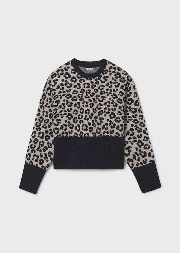 Mayoral Usa Inc Animal Print Sweater in Black - Little Miss Muffin Children & Home