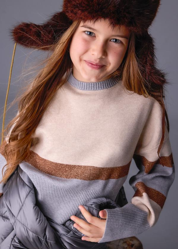 Mayoral Usa Inc Striped Knit Sweater in Silver - Little Miss Muffin Children & Home